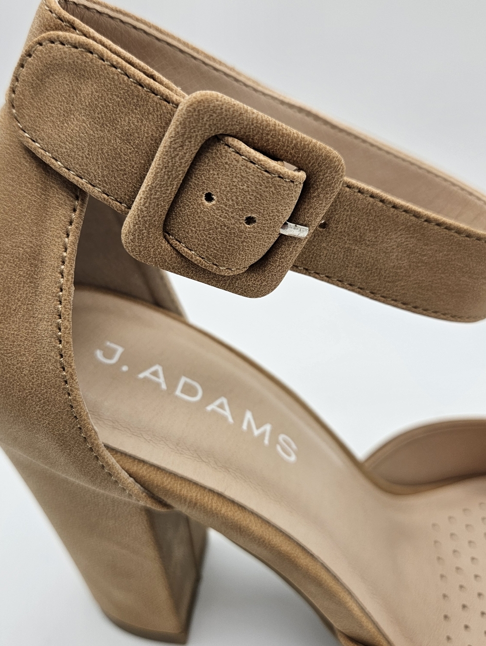 NIB J. Adams Cuppy Heels In Natural Vegan Nubuck Size 7 - Picture 3 of 7